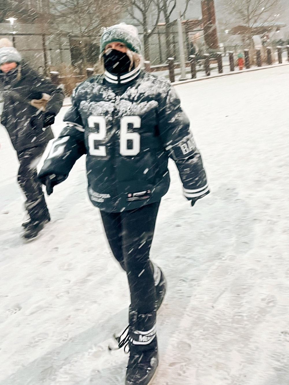 Philadelphia Eagles Green Puffer Jacket with Number 26 Saquon Barkley - Picture 3 of 12